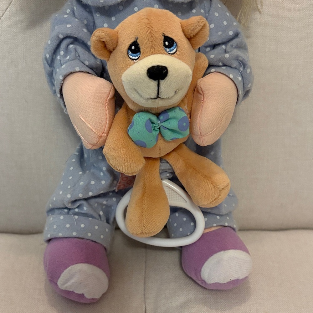 Vintage Precious Moments Musical Plush Baby Doll with BrownTeddy 12” - Picture 4 of 8